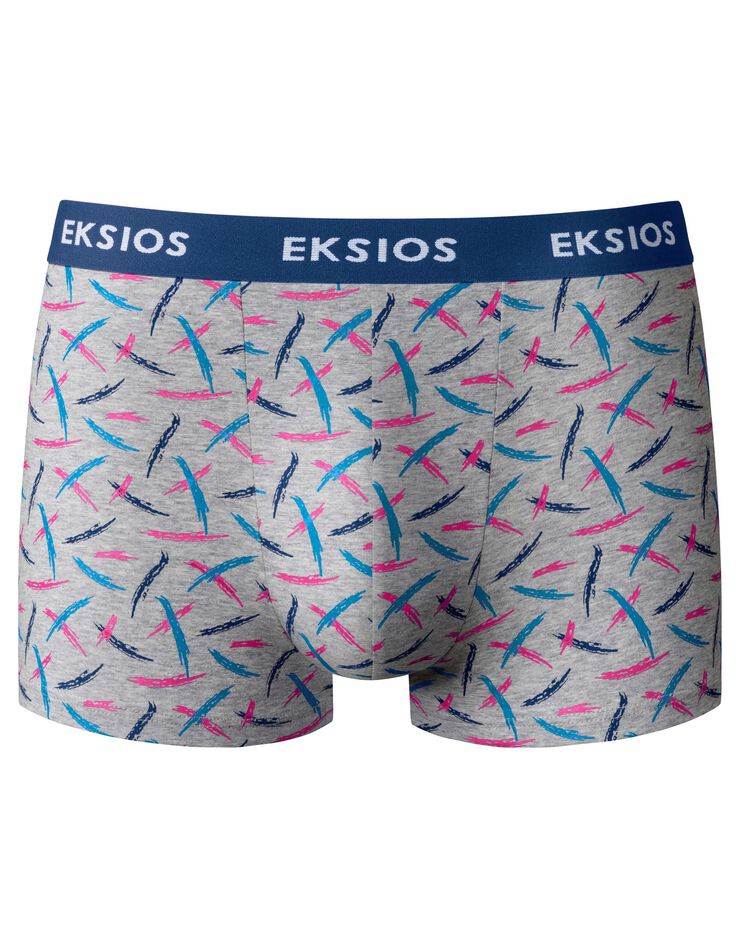 Boxer fermé imprimé "traits" - lot de 3 (indigo / gris) Boxer fermé imprimé "traits" - lot de 3 (indigo / gris)