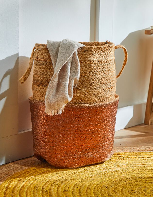 Panier jute tressé naturel / cuivre (naturel/cuivre)