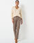 Pull col V manches longues, laine et mohair mélangés (beige)