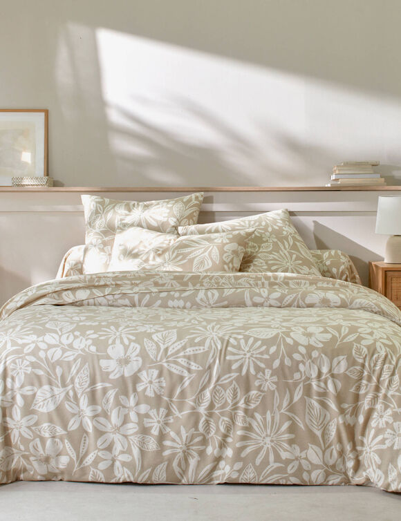 Linge de lit Céline en flanelle imprimé floral (sable)