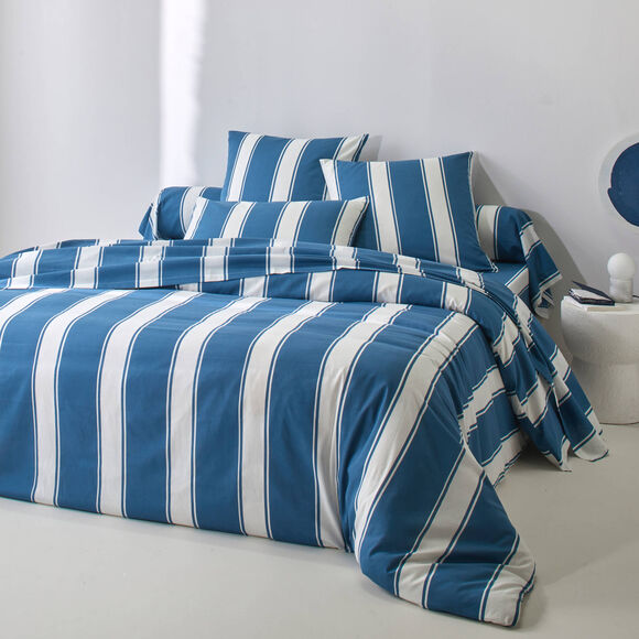 Linge de lit Transat en coton imprim&eacute;  (bleu)