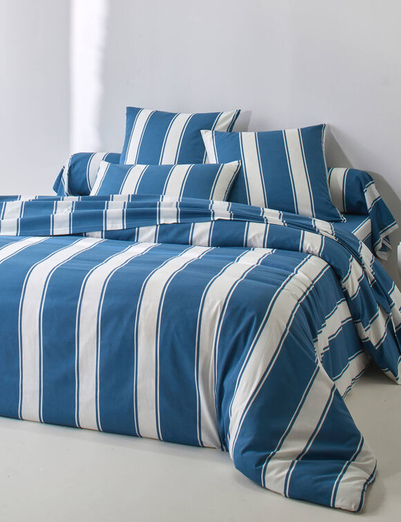 Linge de lit Transat en coton imprim&eacute;  (bleu)