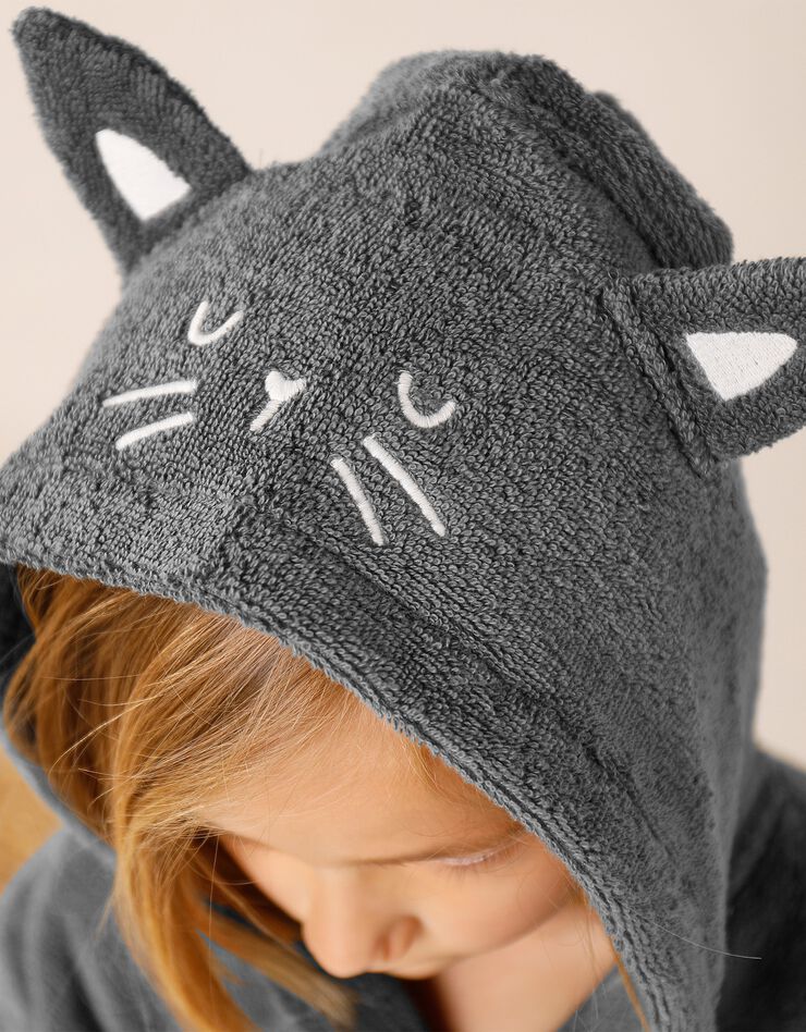 Peignoir de bain enfant personnalisable chat à capuche (anthracite)