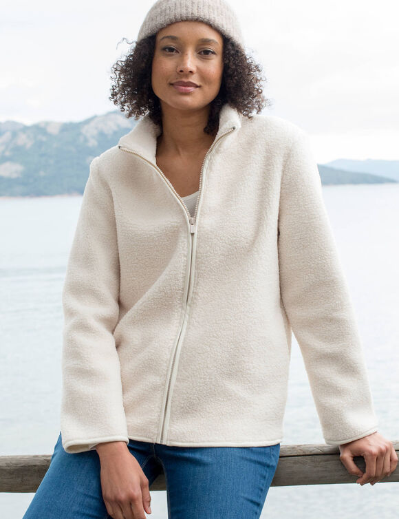 Veste zippée maille bouclette (grège)