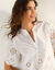 Blouse col tunisien manches courtes, broderie anglaise (blanc)