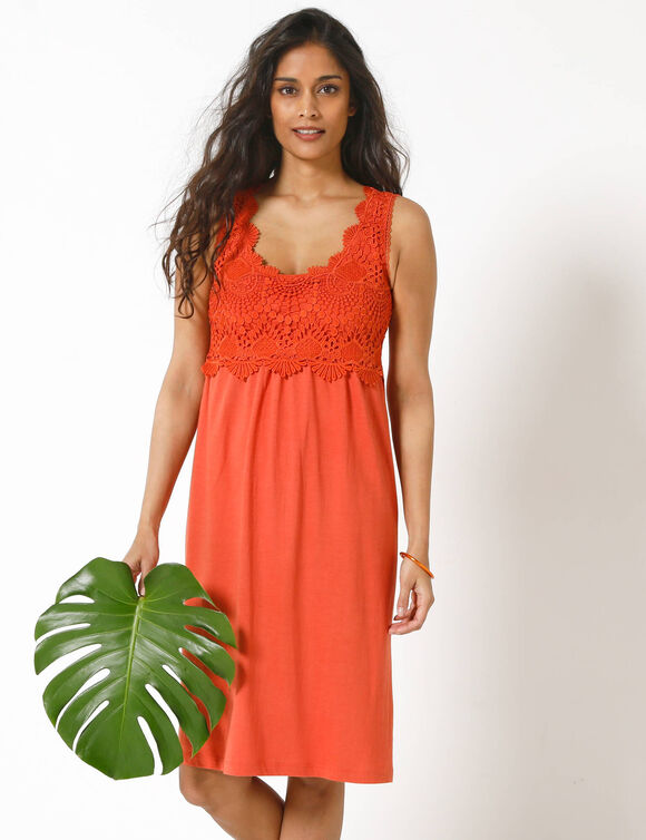 Robe plastron macram&eacute; (paprika)