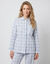 Pyjama pantalon en flanelle tiss&eacute; teint carreaux (&eacute;cru / bleu)