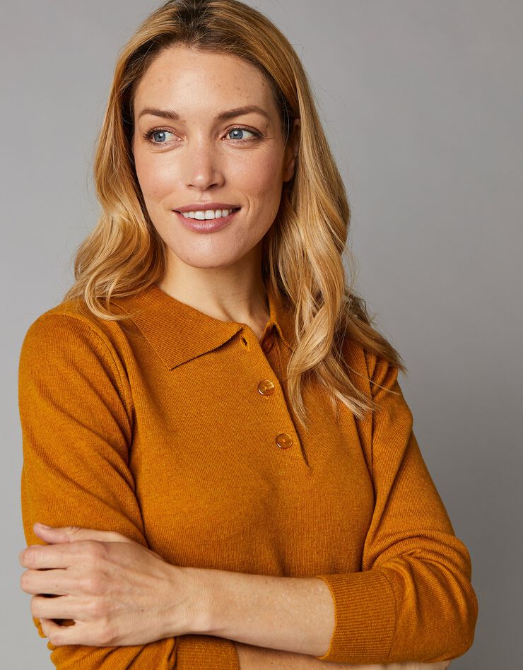 Pull col polo, laine d'agneau (ocre) Pull col polo, laine d'agneau (ocre)