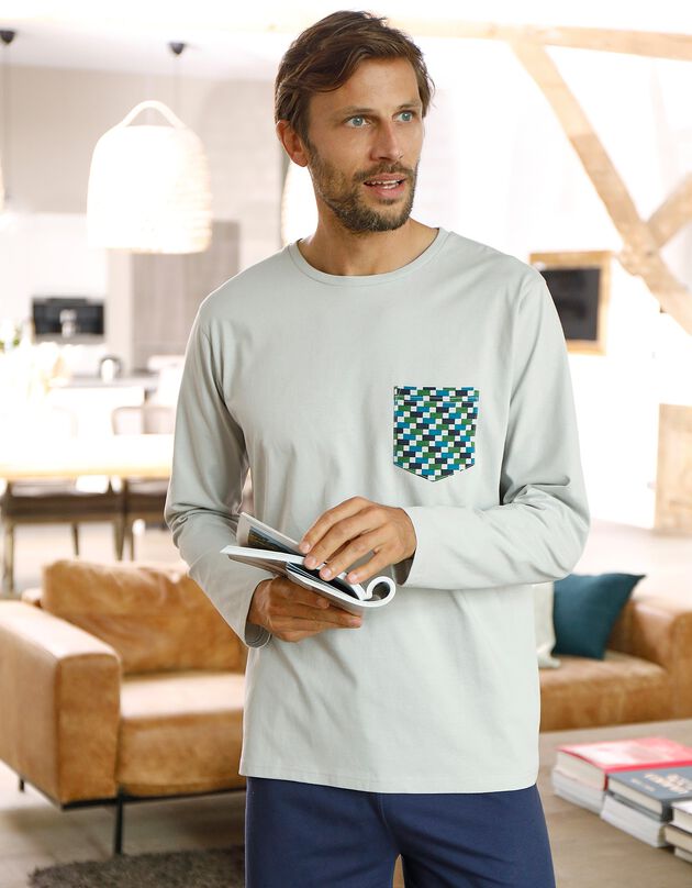 Tee-shirt pyjama manches longues gris (gris)