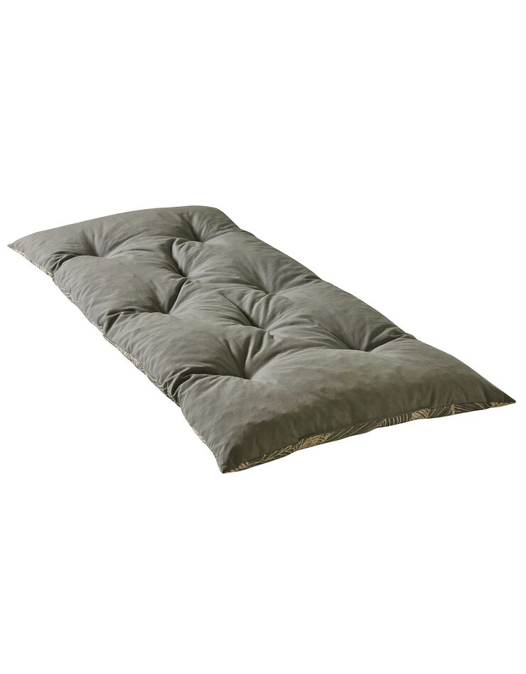 Long coussin déco coton imprimé feuillage (gris perle) Long coussin déco coton imprimé feuillage (gris perle)