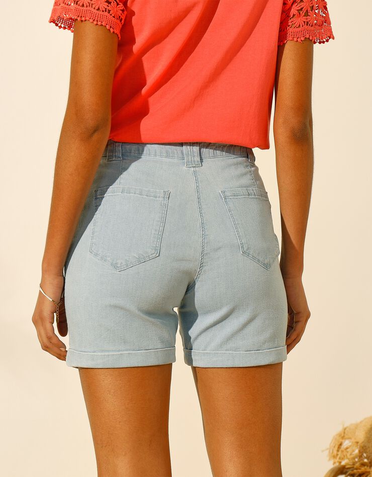 Short en jean à revers stretch (bleached) Short en jean à revers stretch (bleached)