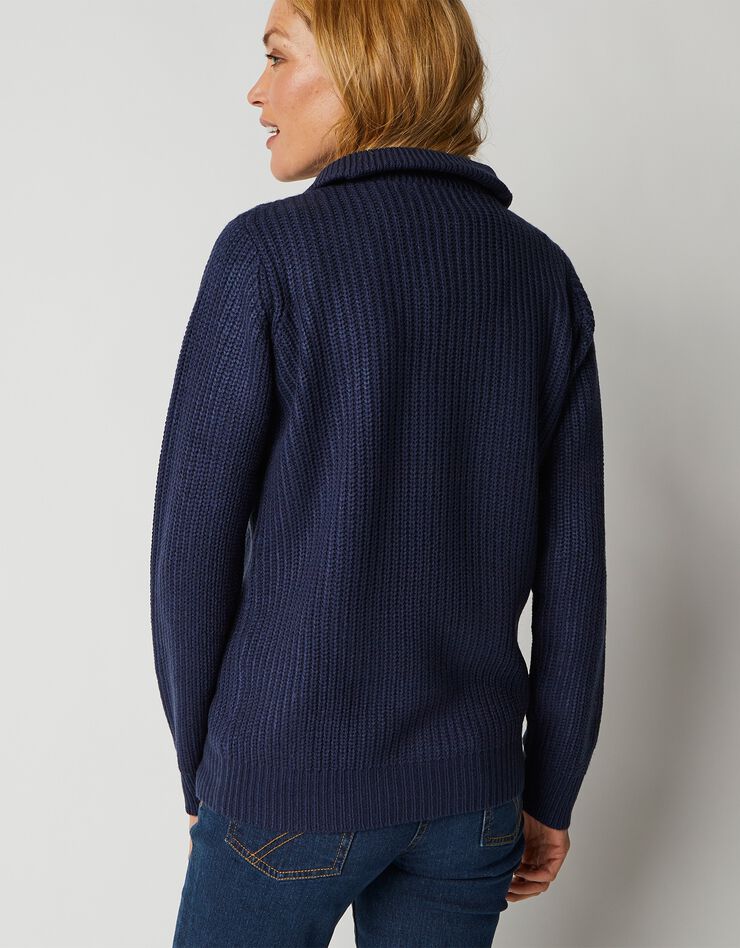 Pull col camionneur zippé maille anglasie (marine) Pull col camionneur zippé maille anglasie (marine)