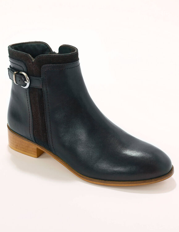 Boots plates en cuir (marine)