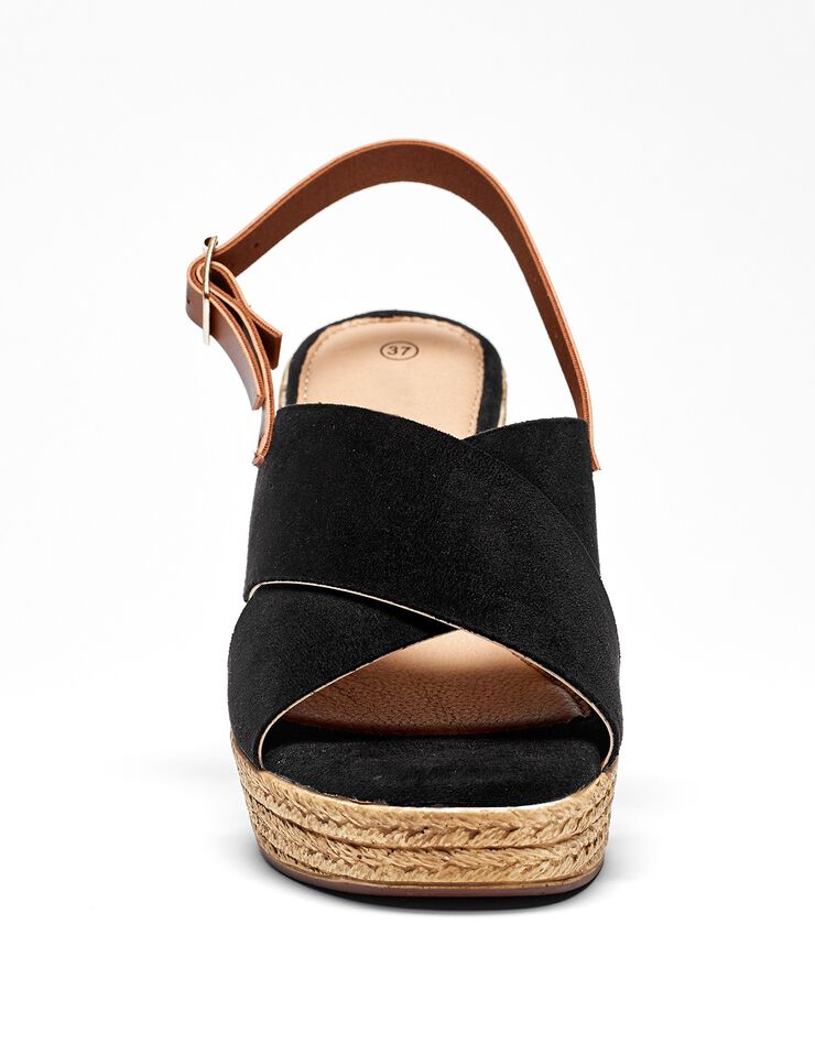 Sandales compensées dessus croisé noir (noir) Sandales compensées dessus croisé noir (noir)