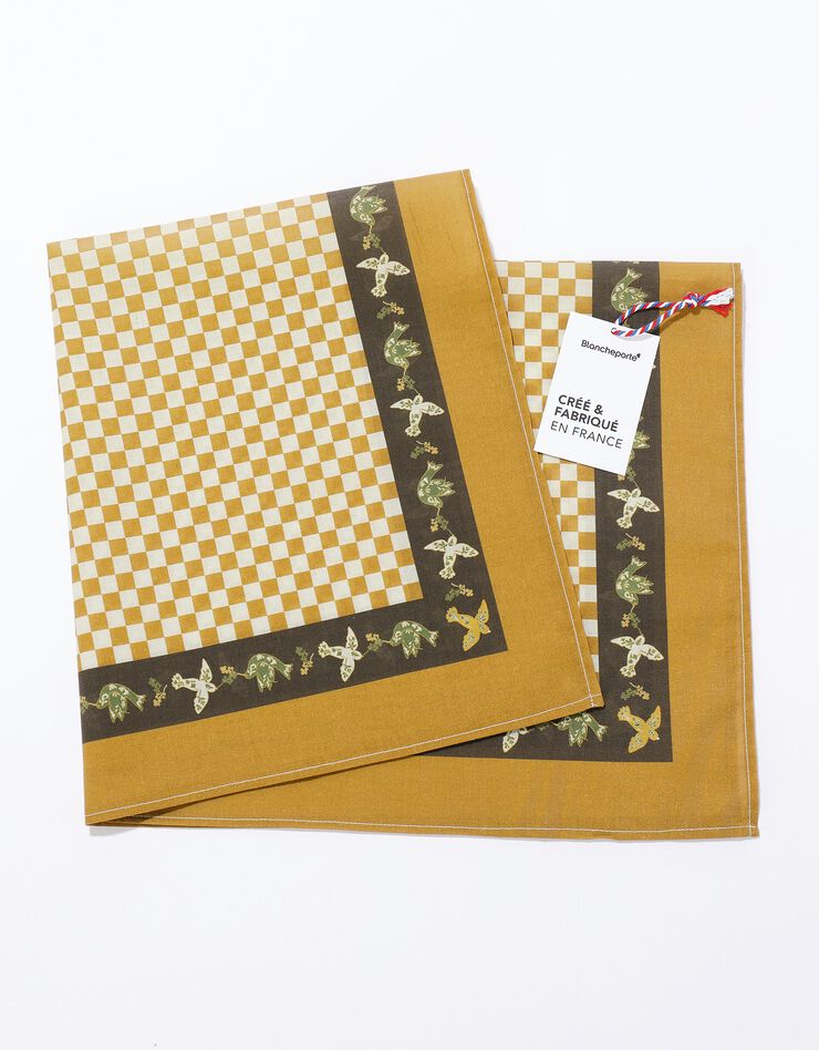 Foulard fabriqué en France imprimé géométrique, 70 x 70 cm - coton (kaki) Foulard fabriqué en France imprimé géométrique, 70 x 70 cm - coton (kaki)