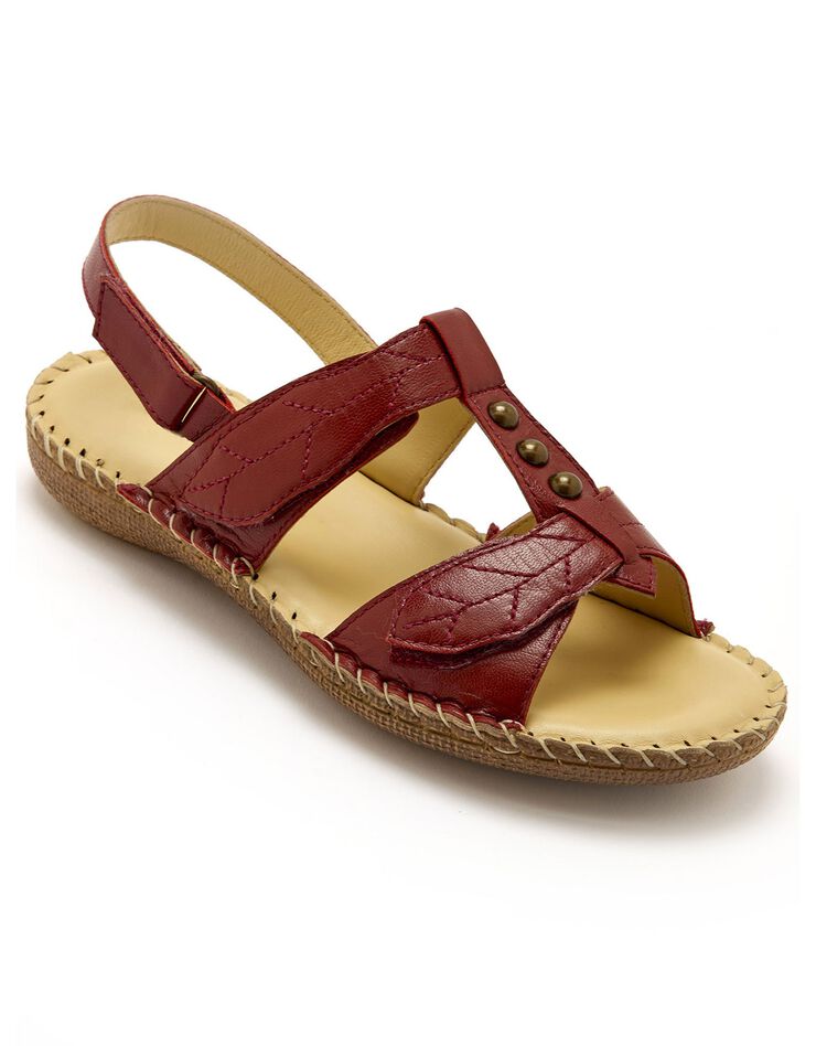 Sandales scratchées en cuir texturé (rouge) Sandales scratchées en cuir texturé (rouge)