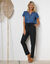Pantalon fuselé fluide, lin-coton (noir)