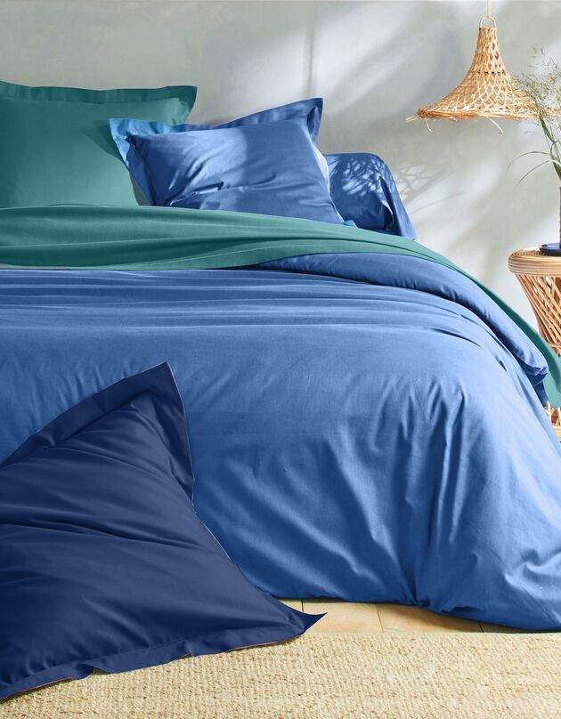 Linge de lit uni coton (océan)