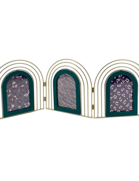 Cadre triptyque en métal filaire (doré)