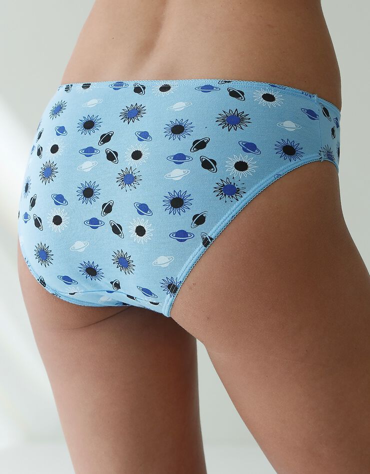 Culotte midi coton imprimée "cosmic" - lot de 4 (bleu) Culotte midi coton imprimée "cosmic" - lot de 4 (bleu)