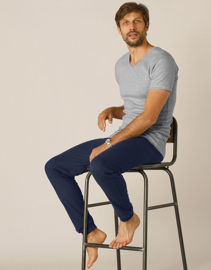 Tee-shirt sous-vêtement homme col V manches courtes coton - lot de 2 (gris) Tee-shirt sous-vêtement homme col V manches courtes coton - lot de 2 (gris)