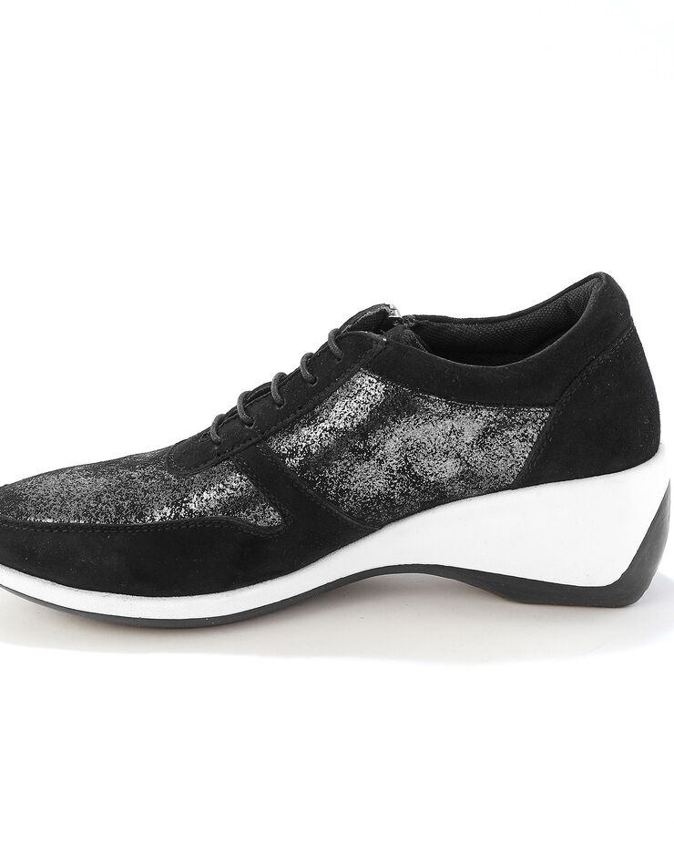 Baskets zippées compensées en cuir femme (noir) Baskets zippées compensées en cuir femme (noir)