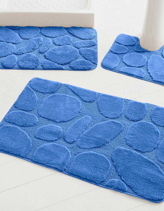 Tapis de bain motif galets (bleu dur)
