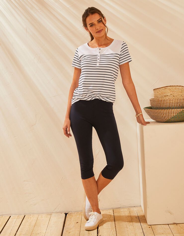 Legging corsaire uni maille stretch (marine) Legging corsaire uni maille stretch (marine)