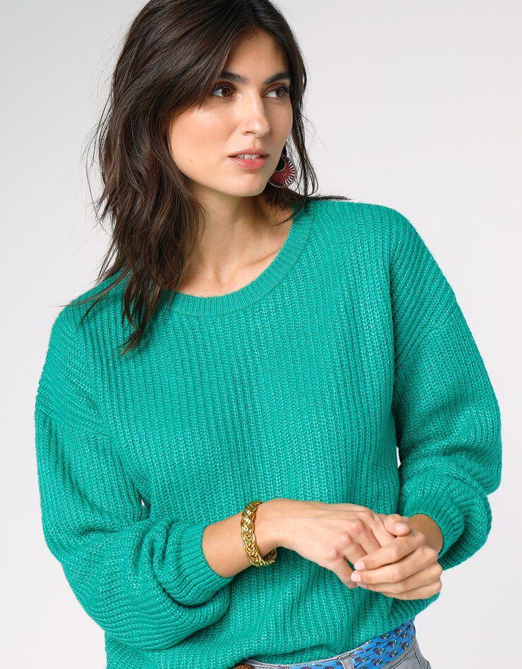 Pull boîte manches longues, maille anglaise (vert)