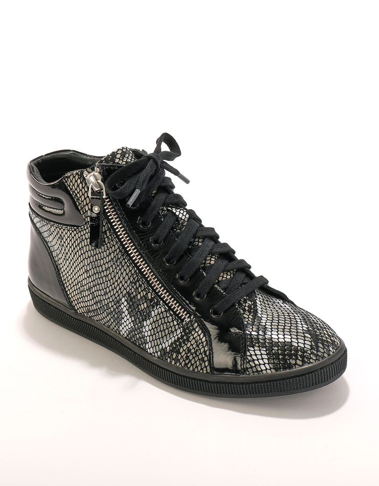 Basket montantes zippées - cuir souple (noir / gris) Basket montantes zippées - cuir souple (noir / gris)