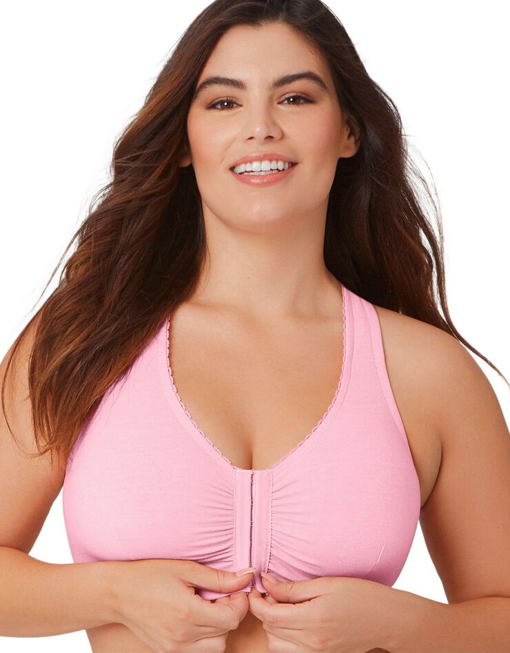 Soutien-gorge coton stretch ouvert devant sans armatures - bonnets groupés (rose e / f) Soutien-gorge coton stretch ouvert devant sans armatures - bonnets groupés (rose e / f)