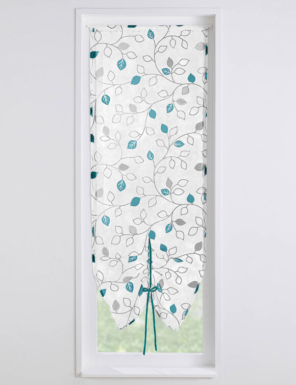Store vitrage clairière voile imprimé feuilles (émeraude)