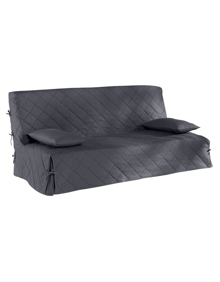 Housse clic-clac standard matelassée coton bachette uni (gris anthracite)