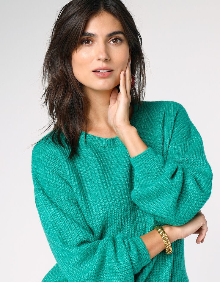 Pull boîte manches longues, maille anglaise (vert)