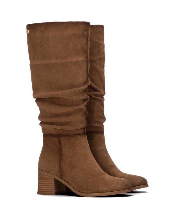 Bottes pliss&eacute;es &agrave; talon (caramel)
