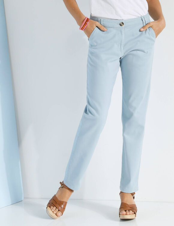 Pantalon chino stretch (bleu grisé)