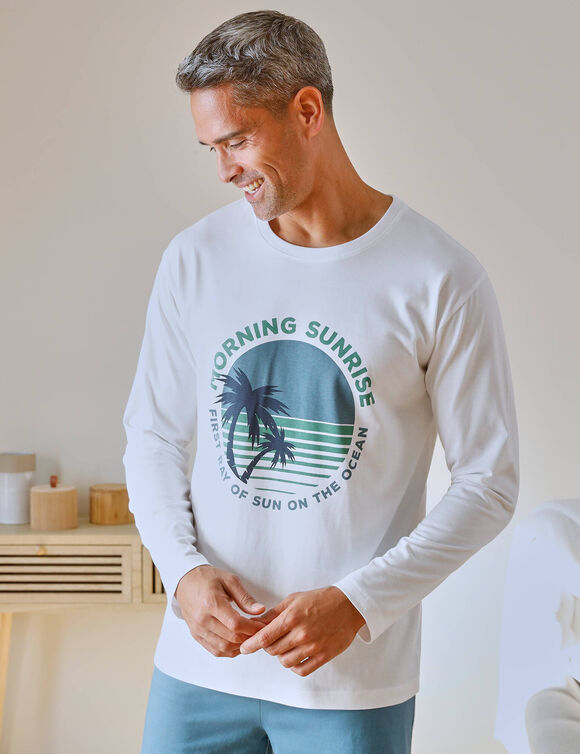 T-shirt pyjama manches longues blanc (blanc)
