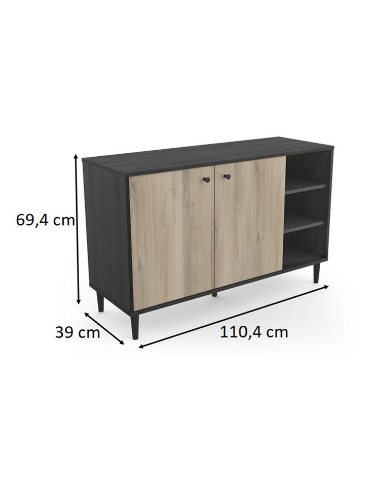 Buffet HAMFIELD 2 portes – 3 étagères côtés (noir)