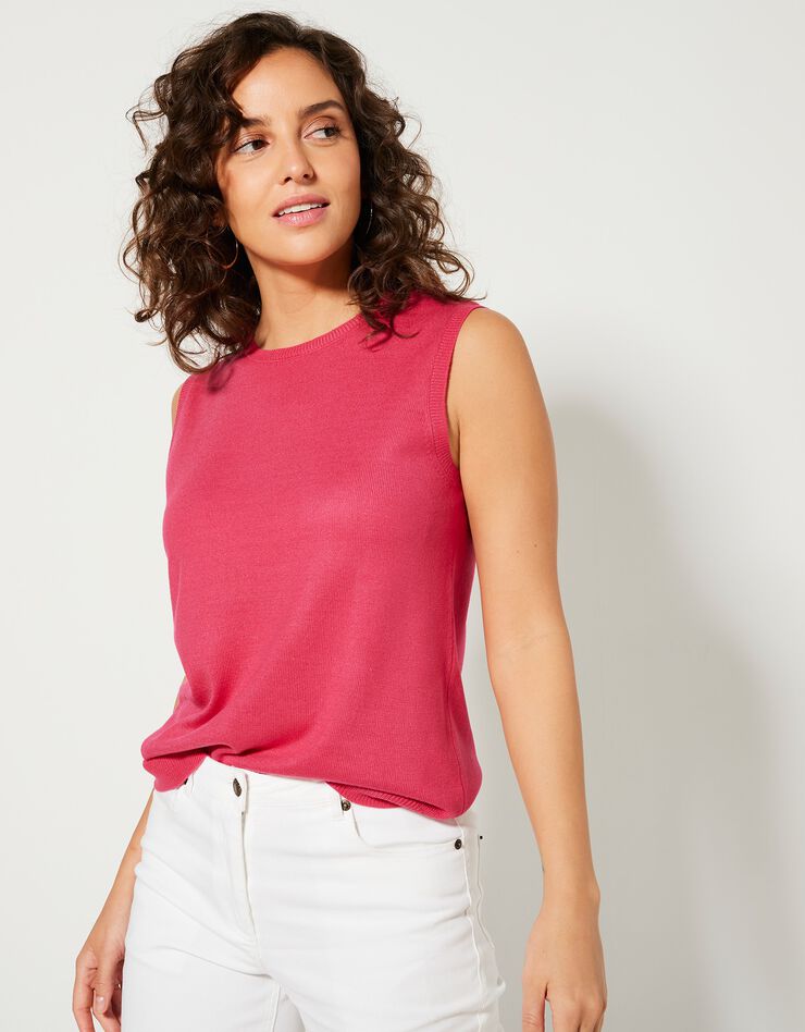Pull sans manches toucher cachemire (rose fuchsia) Pull sans manches toucher cachemire (rose fuchsia)