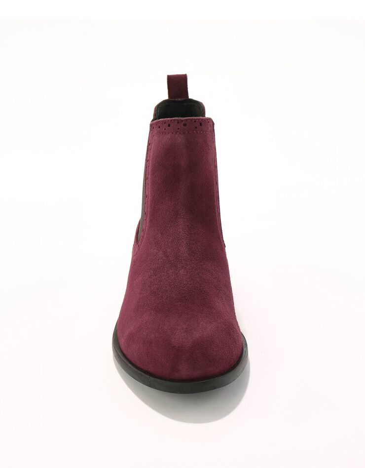 Boots élastiquées perforées Chelsea en croûte de cuir (prune) Boots élastiquées perforées Chelsea en croûte de cuir (prune)