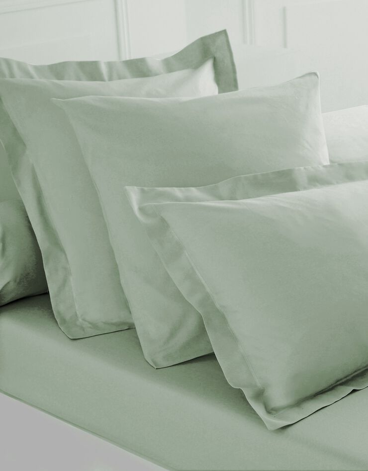 Linge de lit uni polycoton (vert amande)