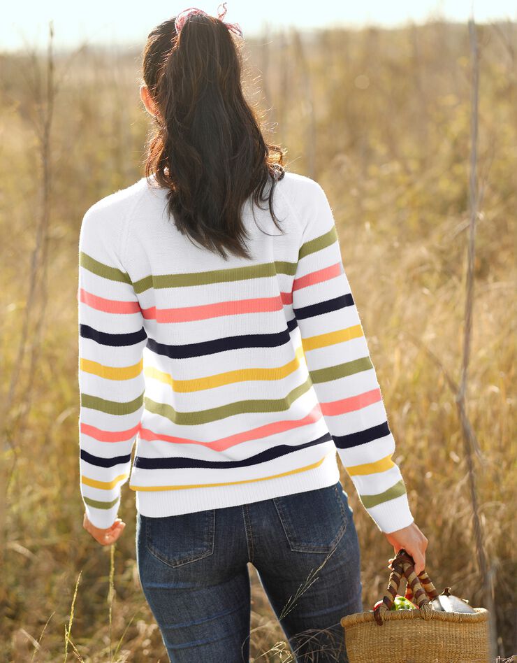 Pull marinière manches longues rayé (écru / multicolore) Pull marinière manches longues rayé (écru / multicolore)