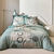 Linge de lit Diane imprim&eacute; graphique - coton 57 fils/cm&sup2; (eucalyptus)