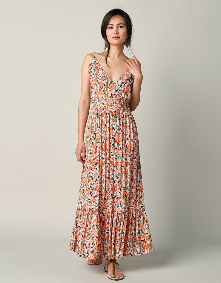 Robe longue imprimée (corail) Robe longue imprimée (corail)