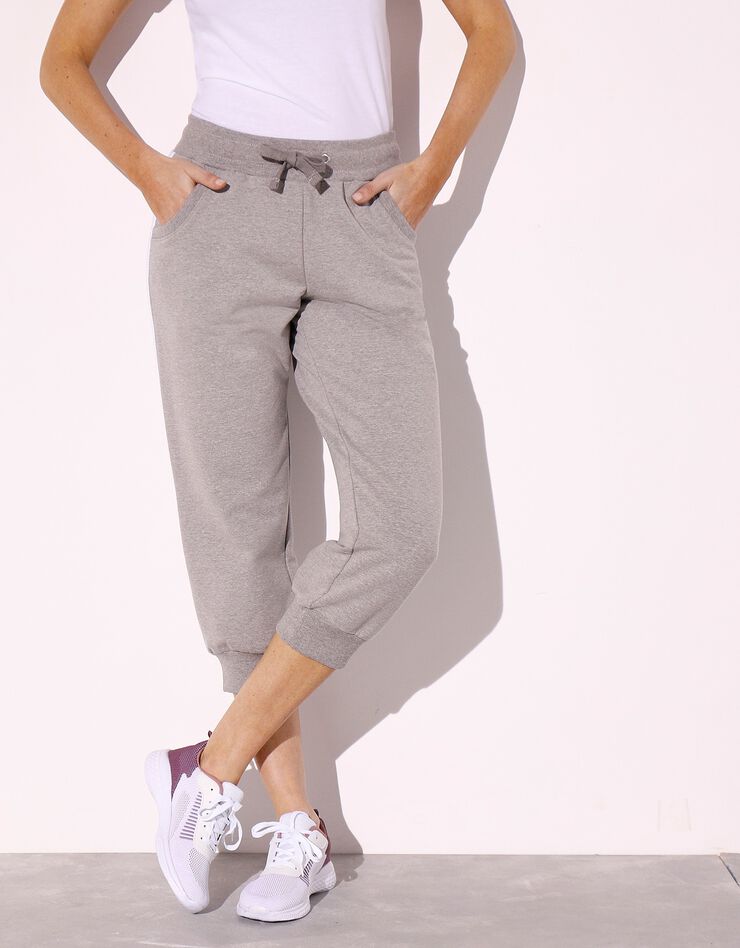 Pantacourt jogging bicolore (gris chiné / blanc) Pantacourt jogging bicolore (gris chiné / blanc)