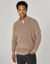 Pull col montant zipp&eacute; en maille perl&eacute;e (taupe)