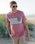 T-shirt rayé manches courtes (vieux rose)