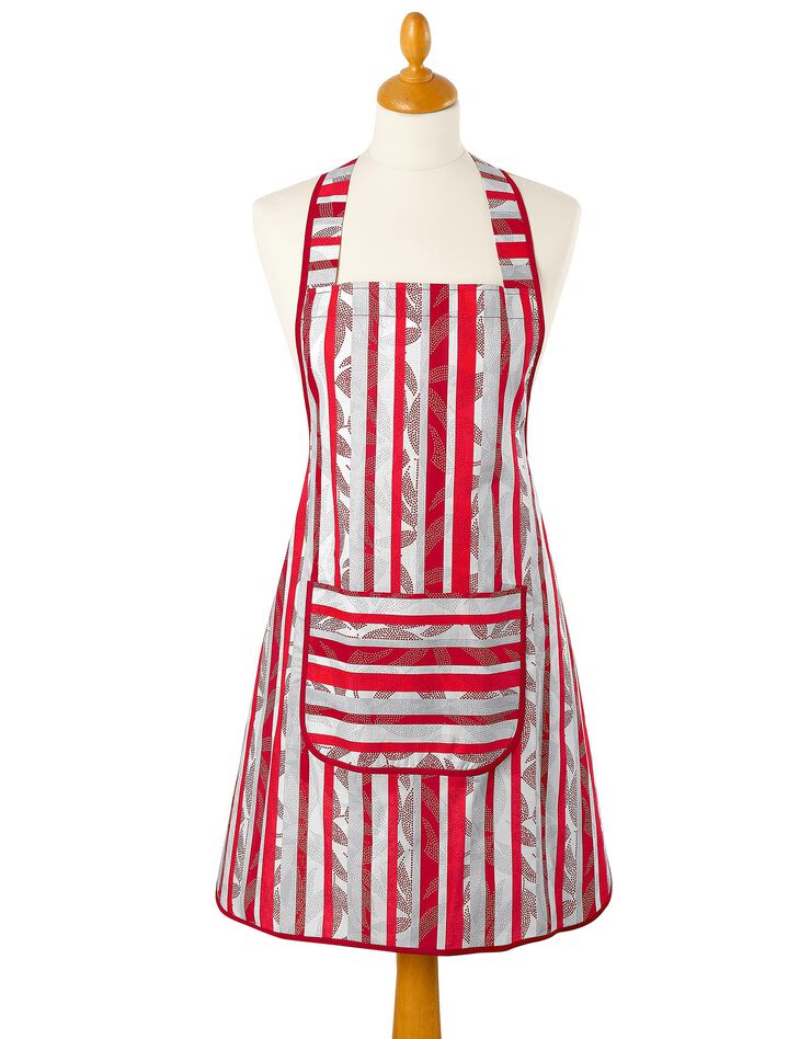Tablier cuisine rayé forme bavette (rouge)