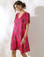 Robe courte imprimée, voile jacquard brillant (rose)