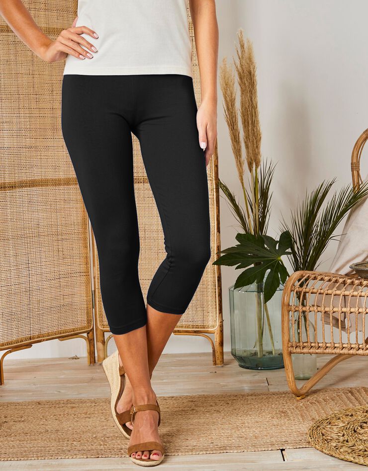 Legging 3/4 uni - lot de 2 (bleu jean / noir) Legging 3/4 uni - lot de 2 (bleu jean / noir)